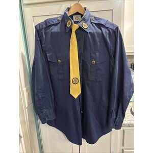 American Legion Navy Long Sleeve Shirt Vintage. Made In The USA . No Size Listed